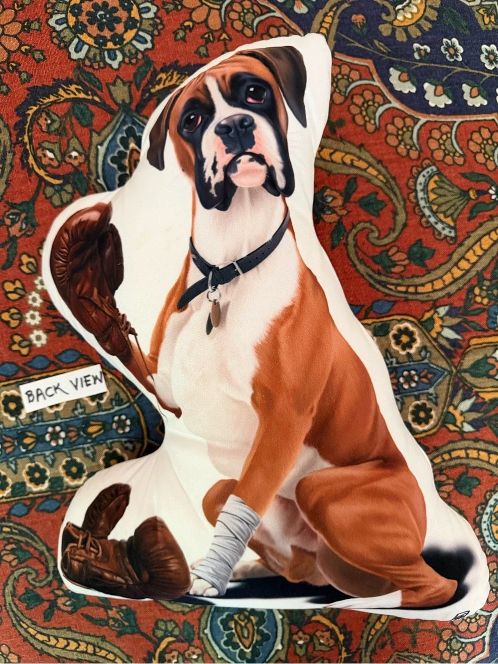 Boxer Dog Plush Pillow in Brown and White - Brand Unknown